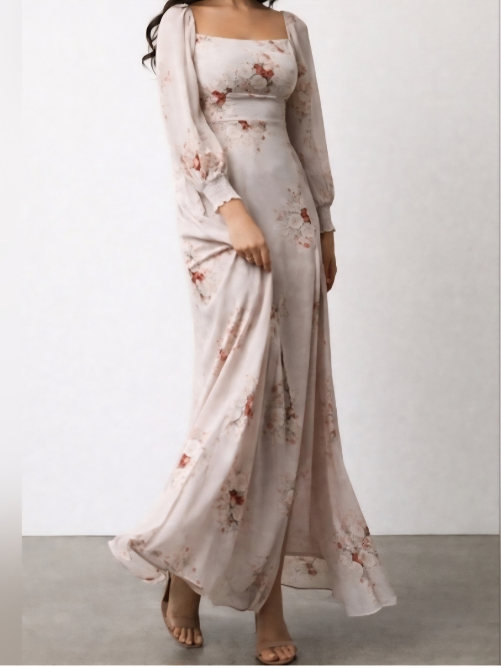 Baltic Born Blush Floral Square-Neck Maxi Dress